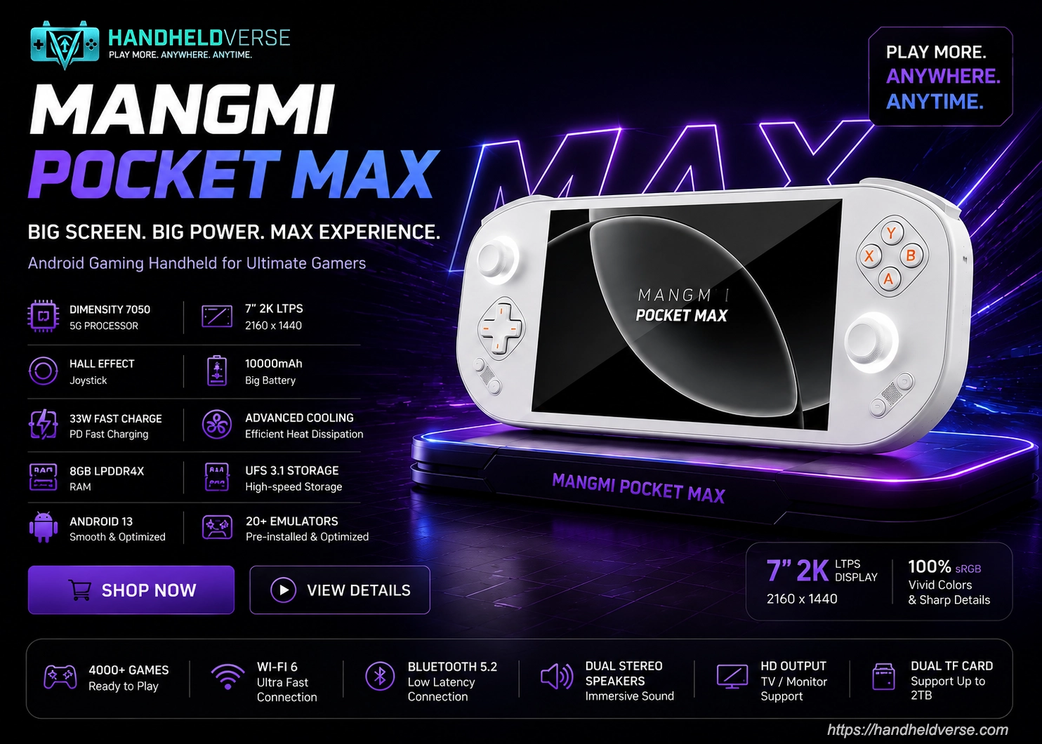 MANGMI Pocket Max handheld gaming dengan layar besar untuk retro gaming